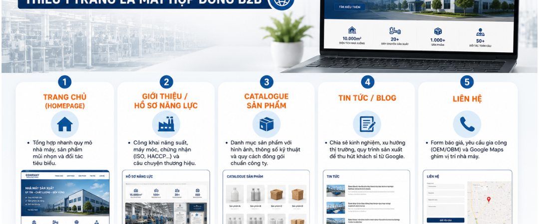 CÁC TRANG BẮT BUỘC PHẢI CÓ TRÊN WEBSITE NHÀ MÁY (CHUẨN B2B)