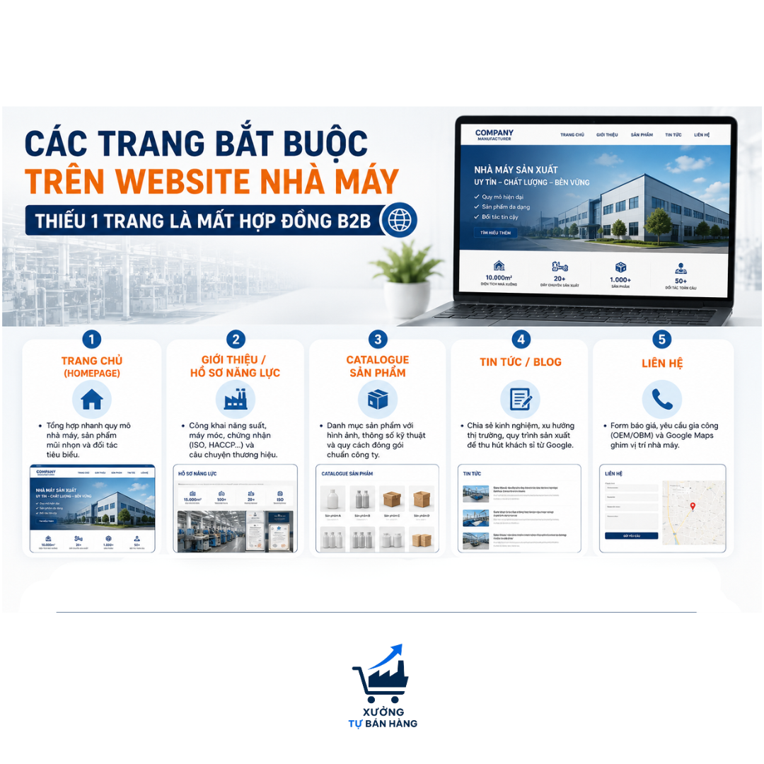 CÁC TRANG BẮT BUỘC PHẢI CÓ TRÊN WEBSITE NHÀ MÁY (CHUẨN B2B)