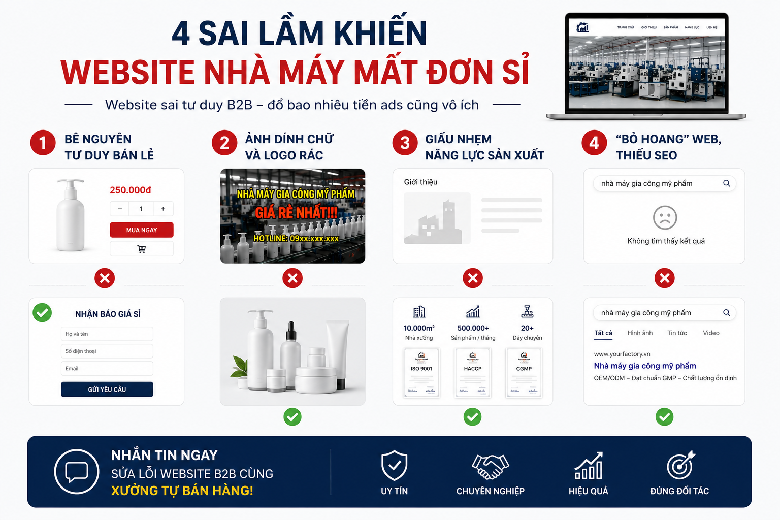 CÁC SAI LẦM KINH ĐIỂN KHIÊN WEBSITE NHÀ MÁY BỊ ĐẠI LÝ LỚN “QUAY XE”